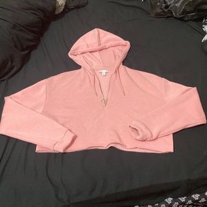 Pink Topshop Crop Front Zip Sweater